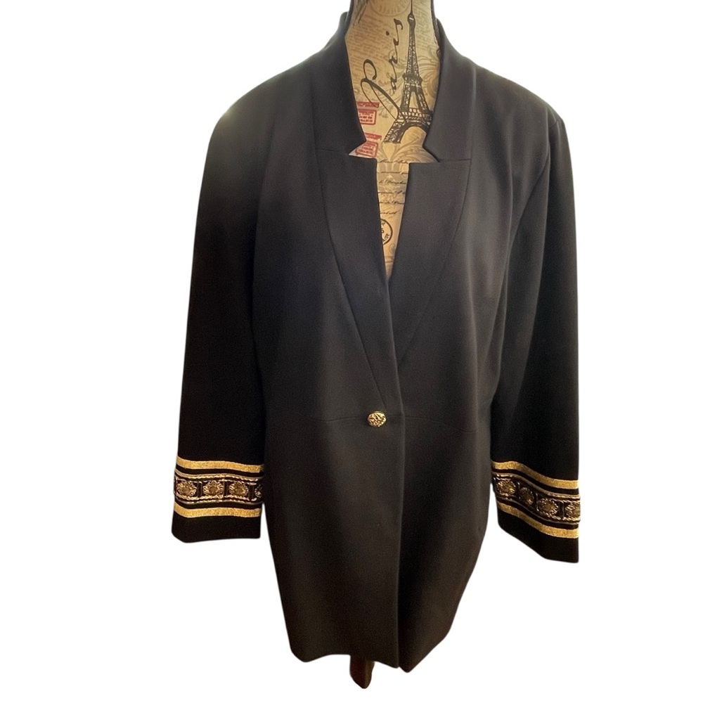 Chico's Black Blazer with Gold Embellishments - Picture 2 of 11